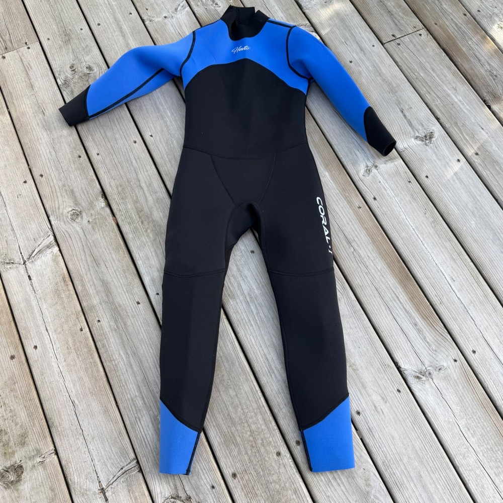 Hevto Kids Wetsuit Coral I 3mm Neoprene Full Body Swim Suit Blue Black Size 12